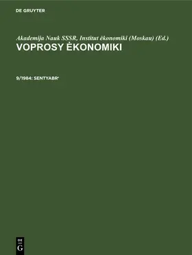 Akademija Nauk SSSR, Institut ekonomiki (Moskau) |  Sentyabr' | eBook | Sack Fachmedien