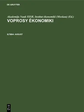 Akademija Nauk SSSR, Institut ekonomiki (Moskau) |  Avgust | eBook | Sack Fachmedien