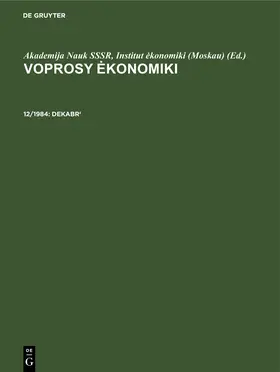 Akademija Nauk SSSR, Institut ekonomiki (Moskau) |  Dekabr' | eBook | Sack Fachmedien