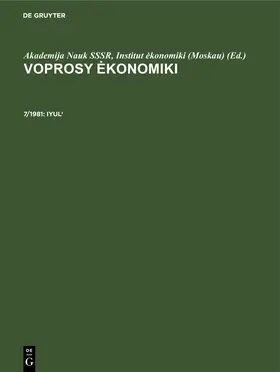 Akademija Nauk SSSR, Institut ekonomiki (Moskau) |  Iyul' | eBook | Sack Fachmedien