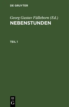 Fülleborn |  Nebenstunden. Teil 1 | Buch |  Sack Fachmedien