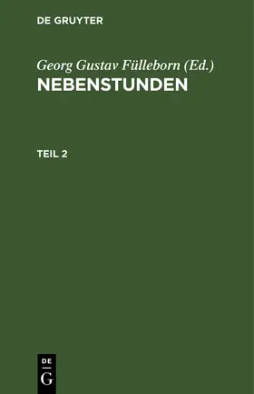Fülleborn |  Nebenstunden. Teil 2 | Buch |  Sack Fachmedien