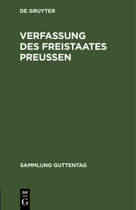 Verfassung des Freistaates Preußen | E-Book | www.sack.de