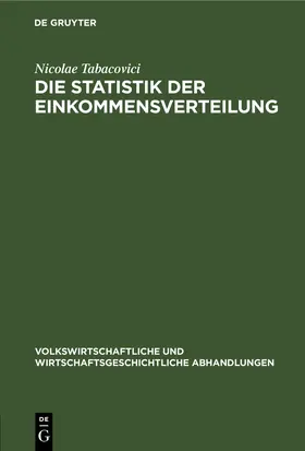 Tabacovici |  Die Statistik der Einkommensverteilung | eBook | Sack Fachmedien