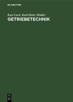 Modler / Luck |  Getriebetechnik | Buch |  Sack Fachmedien
