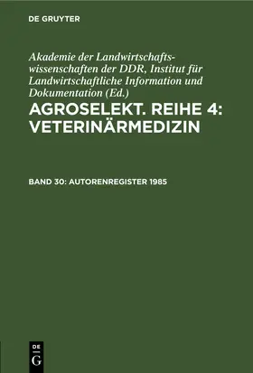  Autorenregister 1985 | eBook | Sack Fachmedien
