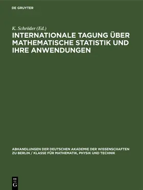 Schröder / Weber |  Internationale Tagung über mathematische Statistik und ihre Anwendungen | eBook | Sack Fachmedien