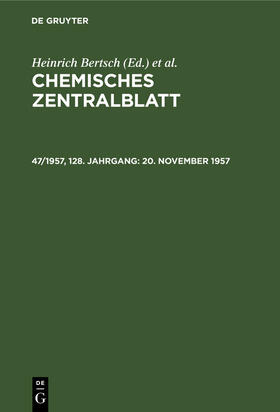 Bertsch / Pflücke / Klemm |  20. November 1957 | Buch |  Sack Fachmedien