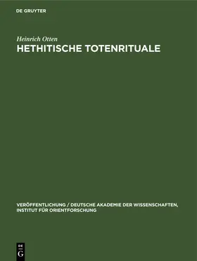 Otten | Hethitische Totenrituale | E-Book | sack.de