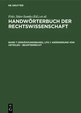Stier-Somlo / Elster |  Abänderung von Urteilen - Beamtenrecht | Buch |  Sack Fachmedien