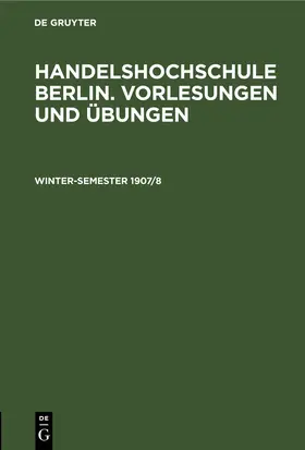  Winter-Semester 1907/8 | Buch |  Sack Fachmedien