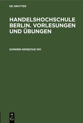  Sommer-Semestar 1911 | eBook | Sack Fachmedien