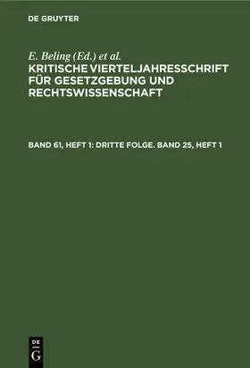Degruyter |  Dritte Folge. Band 25, Heft 1 | Buch |  Sack Fachmedien
