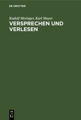 Mayer / Meringer |  Versprechen und Verlesen | Buch |  Sack Fachmedien