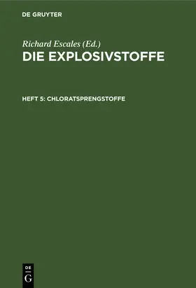 Escales |  Chloratsprengstoffe | Buch |  Sack Fachmedien