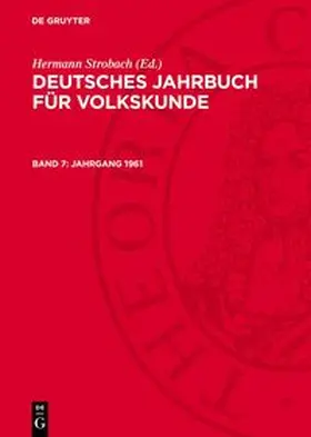 Strobach |  Deutsches Jahrbuch für Volkskunde, Band 7, Jahrgang 1961 | Buch |  Sack Fachmedien
