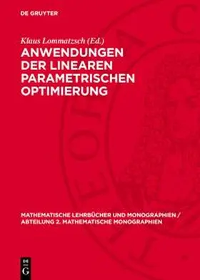 Lommatzsch |  Anwendungen der linearen parametrischen Optimierung | Buch |  Sack Fachmedien
