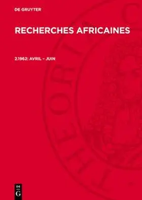 Degruyter |  Recherches Africaines, 2.1962, avril - juin | Buch |  Sack Fachmedien