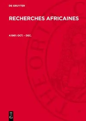 Degruyter |  Recherches Africaines, 4.1961, oct. - dec. | Buch |  Sack Fachmedien