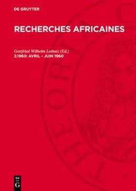 Leibniz |  Recherches Africaines, 2.1960, avril - juin 1960 | Buch |  Sack Fachmedien