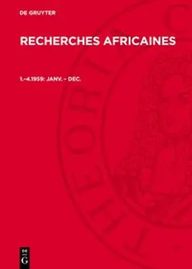 Degruyter |  Recherches Africaines, 1.-4.1959, Janv. - Dec. | Buch |  Sack Fachmedien
