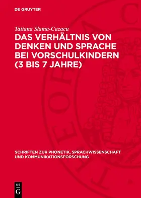 Slama-Cazacu |  Das Verhältnis von Denken und Sprache bei Vorschulkindern (3 bis 7 Jahre) | eBook | Sack Fachmedien
