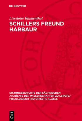 Blumenthal |  Schillers Freund Harbaur | Buch |  Sack Fachmedien