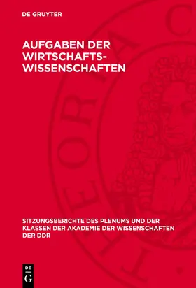 Degruyter |  Aufgaben der Wirtschaftswissenschaften | Buch |  Sack Fachmedien