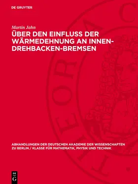 Jahn |  Über den Einfluß der Wärmedehnung an Innen-Drehbacken-Bremsen | eBook | Sack Fachmedien