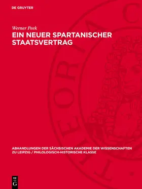 Peek |  Ein Neuer spartanischer Staatsvertrag | eBook | Sack Fachmedien