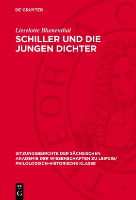 Blumenthal |  Schiller und die Jungen Dichter | Buch |  Sack Fachmedien