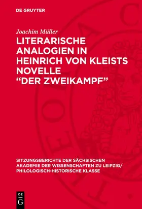 Müller |  Literarische Analogien in Heinrich von Kleists Novelle "Der Zweikampf" | Buch |  Sack Fachmedien