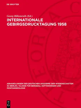 Bilkenroth |  Internationale Gebirgsdrucktagung 1958 | eBook | Sack Fachmedien