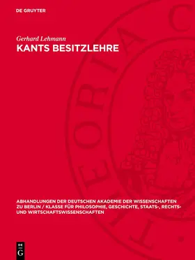 Lehmann |  Kants Besitzlehre | eBook | Sack Fachmedien