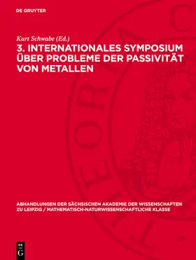 Schwabe |  3. Internationales Symposium über Probleme der Passivität von Metallen | eBook | Sack Fachmedien