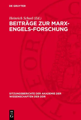 Scheel |  Beiträge zur Marx-Engels-Forschung | Buch |  Sack Fachmedien