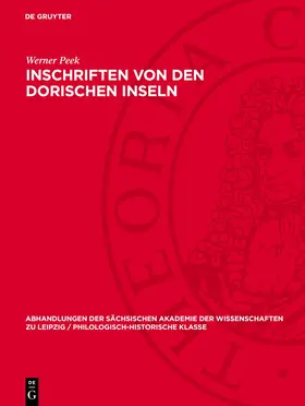Peek |  Inschriften von den Dorischen Inseln | Buch |  Sack Fachmedien