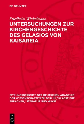 Winkelmann |  Untersuchungen zur Kirchengeschichte des Gelasios von Kaisareia | eBook | Sack Fachmedien
