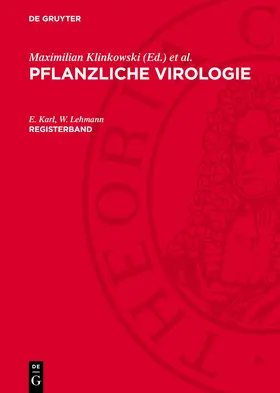 Klinkowski / Karl / Schmelzer |  Pflanzliche Virologie, Registerband | Buch |  Sack Fachmedien