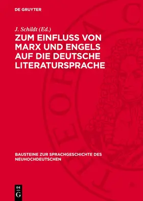 Schildt |  Zum Einfluß von Marx und Engels auf die deutsche Literatursprache | Buch |  Sack Fachmedien