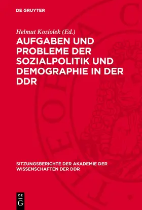 Koziolek |  Aufgaben und Probleme der Sozialpolitik und Demographie in der DDR | eBook | Sack Fachmedien