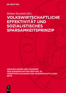 Koziolek |  Volkswirtschaftliche Effektivität und sozialistisches Sparsamkeitsprinzip | eBook | Sack Fachmedien