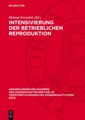 Koziolek |  Intensivierung der betrieblichen Reproduktion | Buch |  Sack Fachmedien