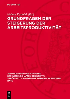 Koziolek |  Grundfragen der Steigerung der Arbeitsproduktivität | eBook | Sack Fachmedien