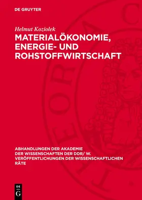 Koziolek |  Materialökonomie, Energie- und Rohstoffwirtschaft | eBook | Sack Fachmedien