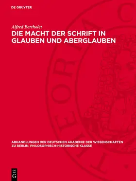 Bertholet |  Die Macht der Schrift in Glauben und Aberglauben | eBook | Sack Fachmedien