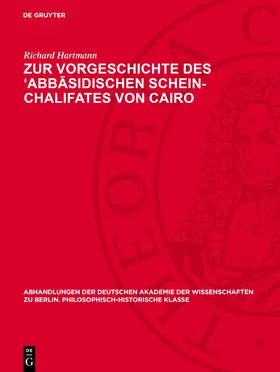 Hartmann |  Zur Vorgeschichte des ‘Abbasidischen Schein-Chalifates von Cairo | eBook | Sack Fachmedien