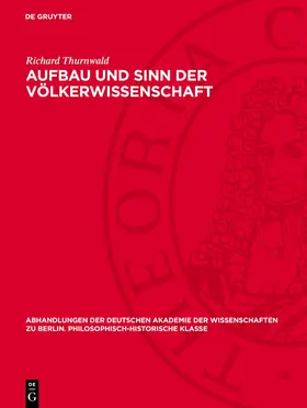 Thurnwald |  Aufbau und Sinn der Völkerwissenschaft | eBook | Sack Fachmedien