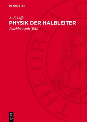 Joffé / Auth |  Physik der Halbleiter | Buch |  Sack Fachmedien
