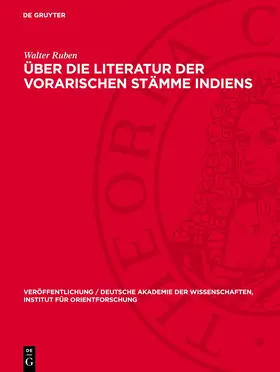 Ruben |  Über die Literatur der vorarischen Stämme Indiens | eBook | Sack Fachmedien